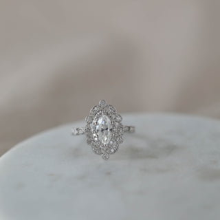 0.67 CT Marquise Cut Vintage Moissanite Engagement Ring - Barbara Maison 