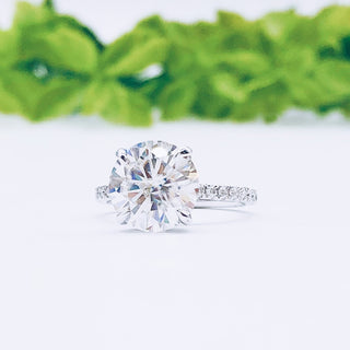 1.85 CT Round Cut Hidden Halo Pave Moissanite Engagement Ring - Barbara Maison 