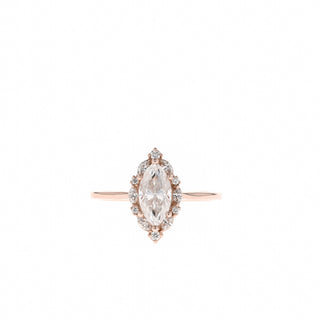 0.67 CT Marquise Cut Halo Moissanite Engagement Ring - Barbara Maison 