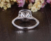 1.0 CT Cushion Cut Halo Moissanite Engagement Ring - Barbara Maison 