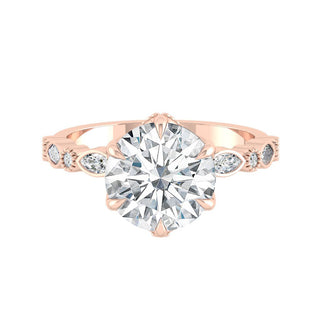 4.11 CT Round Cut Pave Moissanite Engagement Ring - Barbara Maison 