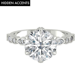 4.11 CT Round Cut Pave Moissanite Engagement Ring - Barbara Maison 