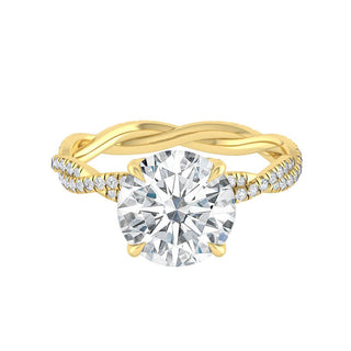 4.11 CT Round Cut Twisted Pave Moissanite Engagement Ring - Barbara Maison 