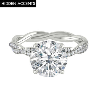 4.11 CT Round Cut Twisted Pave Moissanite Engagement Ring - Barbara Maison 