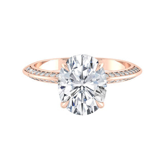 5.18 CT Oval Cut Hidden Halo Moissanite Engagement Ring - Barbara Maison 