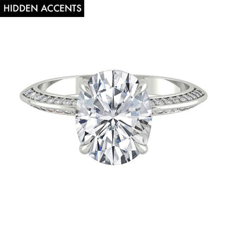 5.18 CT Oval Cut Hidden Halo Moissanite Engagement Ring - Barbara Maison 