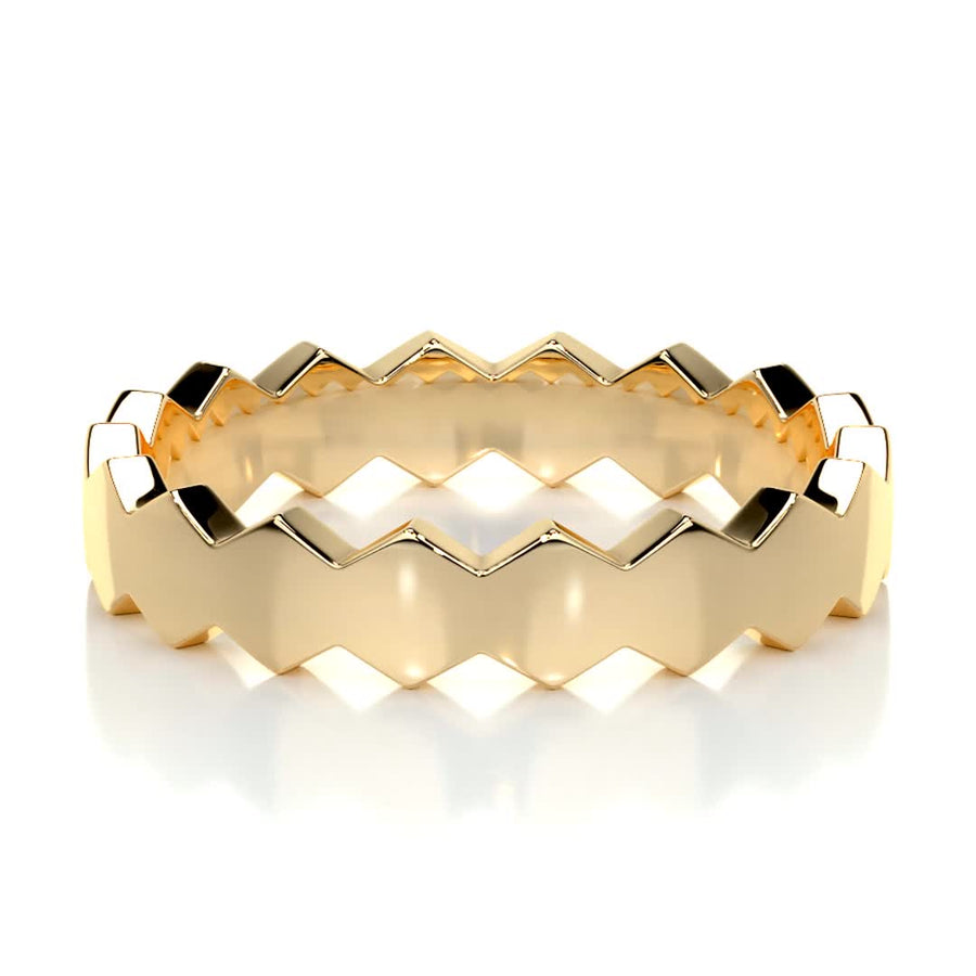 Hexagon Form Polished Finish Classic Men's Band - Barbara Maison 