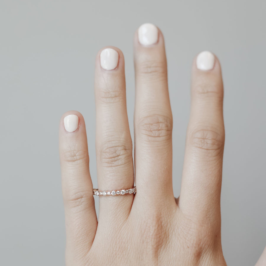 0.39 TCW Round Half Eternity Moissanite Wedding Band - Barbara Maison 