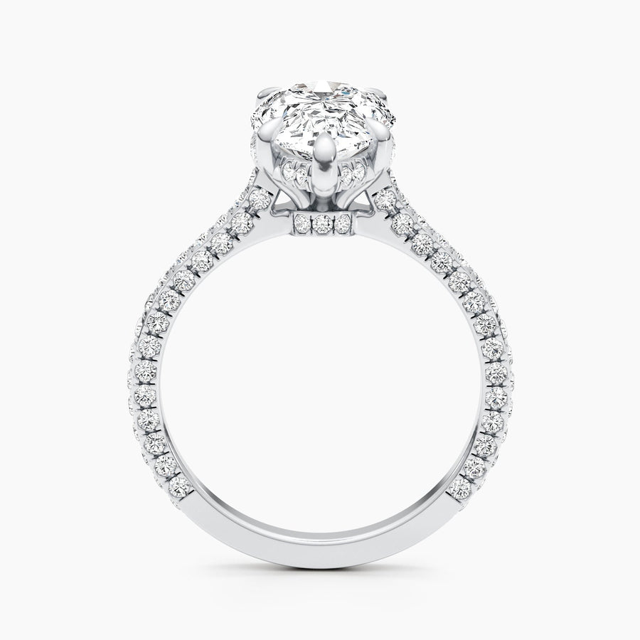 2.51ct Pear F- VS Hidden Halo & Pave Diamond Engagement Ring