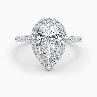 2.51ct Pear F- VS Halo & Pave Diamond Engagement Ring