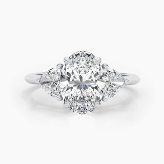 2.7ct Oval F- VS 3 Stones Diamond Engagement Ring