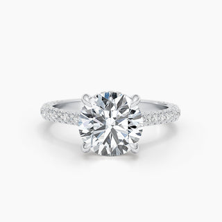 2.8ct Round F- VS Hidden Halo & Pave Diamond Engagement Ring