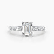 1.71ct Emerald E- VS Pave Diamond Engagement Ring