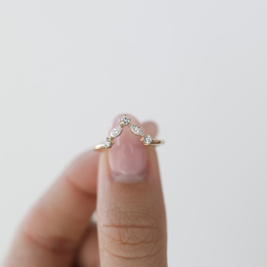 0.19 Marquise & Curved Moissanite Wedding Band