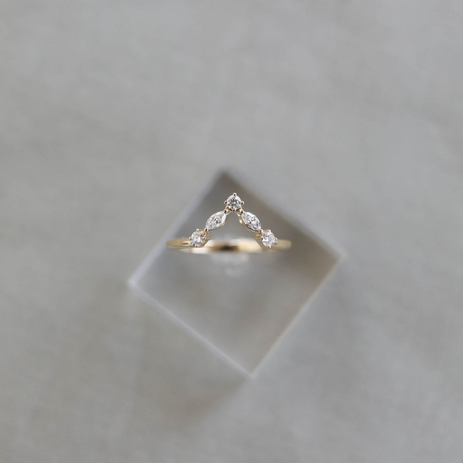 0.19 Marquise & Curved Moissanite Wedding Band