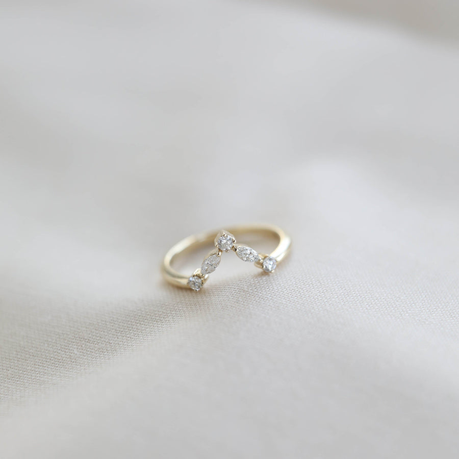 0.19 Marquise & Curved Moissanite Wedding Band
