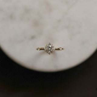 0.25 CT Round Cut Halo Moissanite Engagement Ring - Barbara Maison 