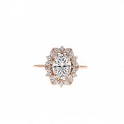 1.33 CT Oval Cut Cluster Halo Moissanite Engagement Ring - Barbara Maison 