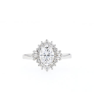 0.84 CT-1.33 CT Oval Cut Cluster Halo Moissanite Engagement Ring - Barbara Maison 