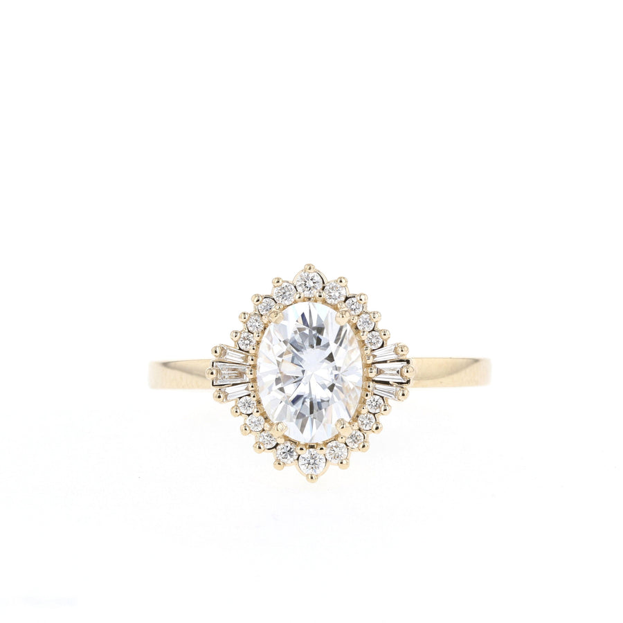 0.84 CT-1.33 CT Oval Cut Cluster Halo Moissanite Engagement Ring - Barbara Maison 