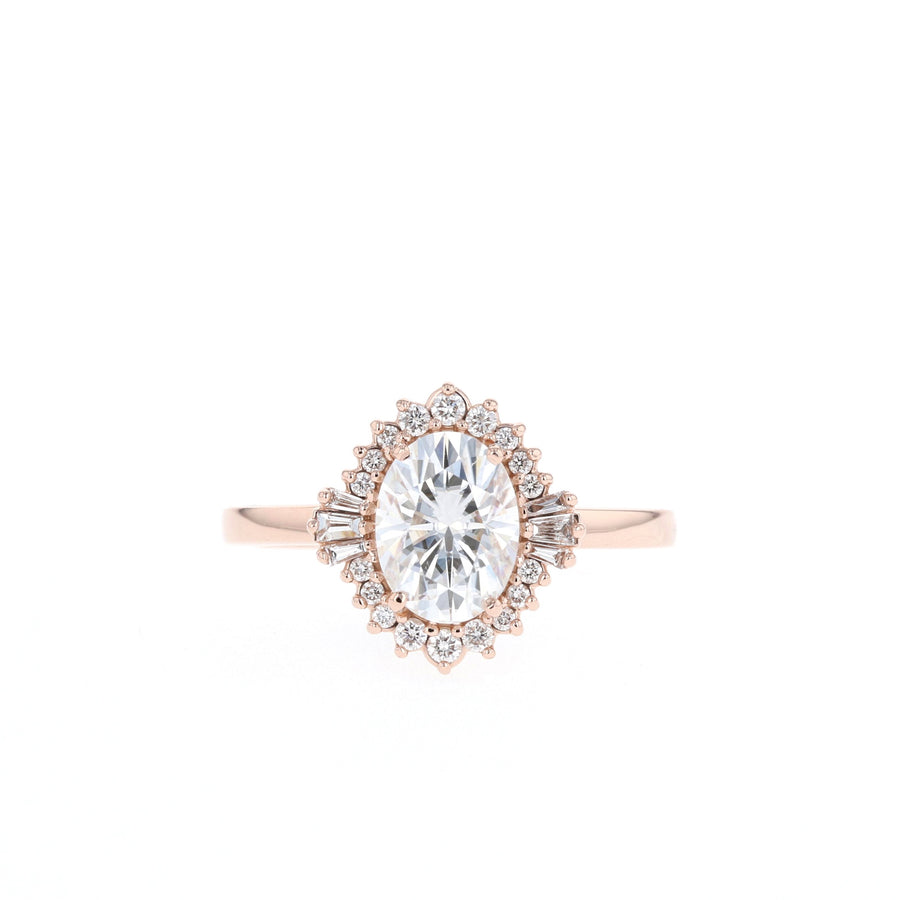 0.84 CT-1.33 CT Oval Cut Cluster Halo Moissanite Engagement Ring - Barbara Maison 