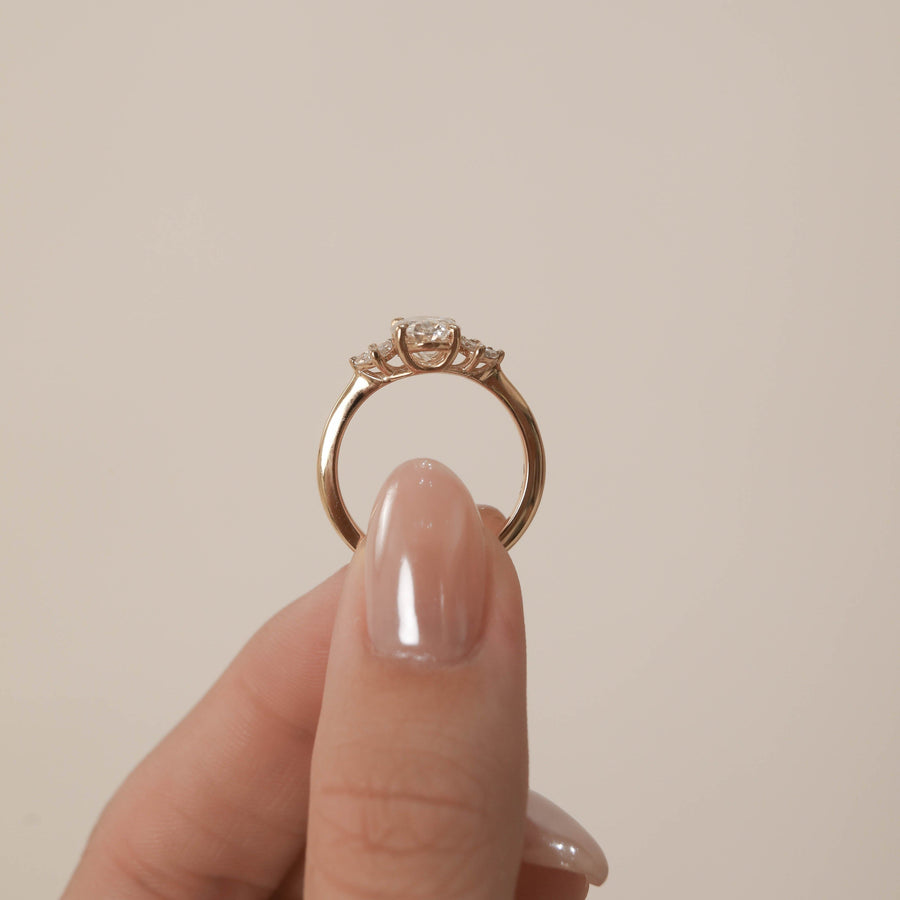 1.41 CT Oval Cut Cluster Moissanite Engagement Ring - Barbara Maison 