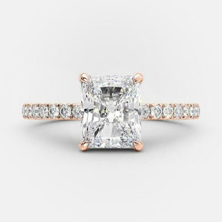 1.67 CT Radiant Hidden Halo & Pave Moissanite Engagement Ring - Barbara Maison 