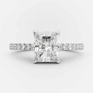 1.67 CT Radiant Hidden Halo & Pave Moissanite Engagement Ring - Barbara Maison 