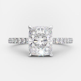 2.33 CT Cushion Hidden Halo & Pave Moissanite Engagement Ring - Barbara Maison 