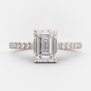 1.60 CT Emerald Pave Setting Moissanite Engagement Ring - Barbara Maison 