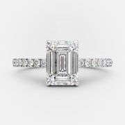 1.60 CT Emerald Pave Setting Moissanite Engagement Ring - Barbara Maison 