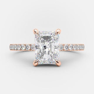 2.1 CT Radiant Hidden Halo & Pave Moissanite Engagement Ring - Barbara Maison 