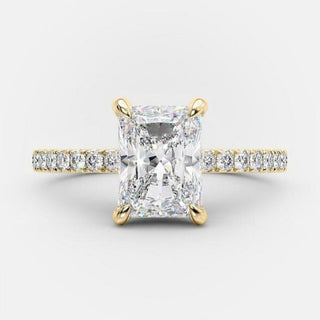 2.43 CT Radiant Solitaire & Pave Moissanite Engagement Ring - Barbara Maison 