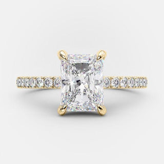 2.1 CT Radiant Hidden Halo & Pave Moissanite Engagement Ring - Barbara Maison 