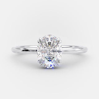 1.33 CT Oval Solitaire Hidden Halo Style Moissanite Engagement Ring - Barbara Maison 