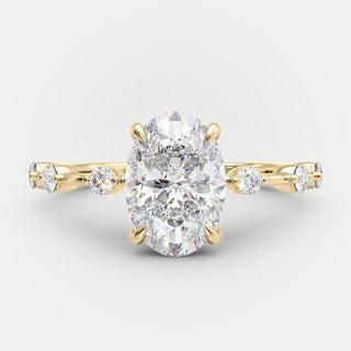 2.1 CT Oval Dainty Pave Moissanite Engagement Ring - Barbara Maison 