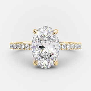 4.0 CT Oval Cut Solitaire & Pave Moissanite Engagement Ring - Barbara Maison 