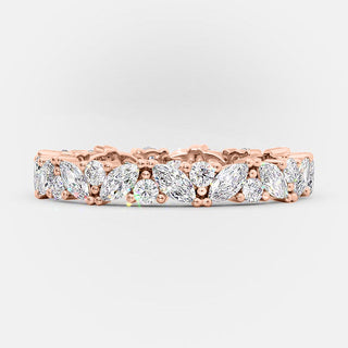 0.80 TCW Marquise and Round Cut Alternative Style Wedding Band - Barbara Maison 