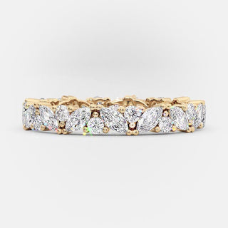 0.80 TCW Marquise and Round Cut Alternative Style Wedding Band - Barbara Maison 