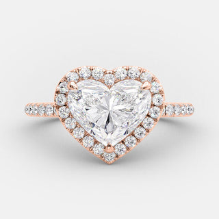 2.0 CT Heart Cut Halo Style Moissanite Engagement Ring - Barbara Maison 