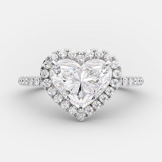 2.0 CT Heart Cut Halo Style Moissanite Engagement Ring - Barbara Maison 