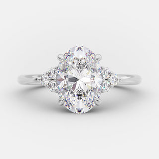 2.72 CT Oval Cut Cluster Setting Moissanite Engagement Ring - Barbara Maison 