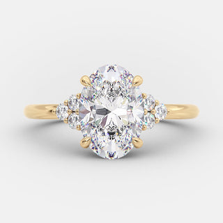 2.72 CT Oval Cut Cluster Setting Moissanite Engagement Ring - Barbara Maison 