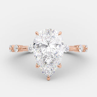 2.50 CT Pear Cut Dainty Pave Setting Moissanite Engagement Ring - Barbara Maison 