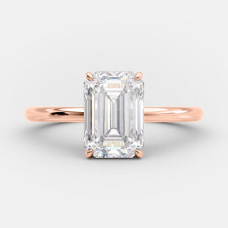 3.17 CT Emerald Cut Solitaire Style Moissanite Engagement Ring - Barbara Maison 