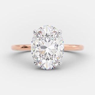 2.72 CT Oval Solitaire & Hidden Halo Moissanite Engagement Ring - Barbara Maison 