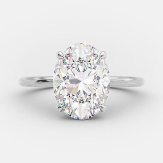 2.72 CT Oval Solitaire & Hidden Halo Moissanite Engagement Ring - Barbara Maison 