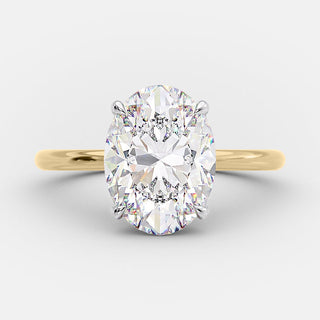 2.72 CT Oval Solitaire & Hidden Halo Moissanite Engagement Ring - Barbara Maison 