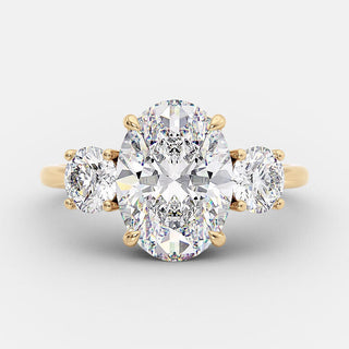 2.1 CT Oval Three Stone Moissanite Engagement Ring - Barbara Maison 