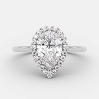 2.5 CT Pear Halo Style Moissanite Engagement Ring - Barbara Maison 